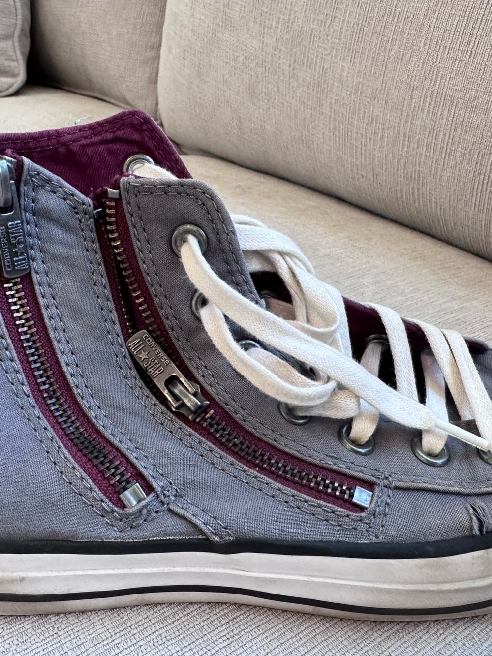 Converse Chuck Taylor All Star Double Zip High Top Sneakers Gray Women’s 7 - Picture 4 of 7
